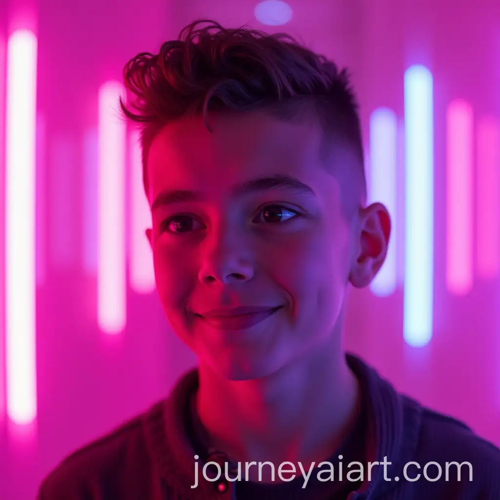 Futuristic-Neon-Cyberpunk-Portrait-of-a-Boy-with-Side-Look
