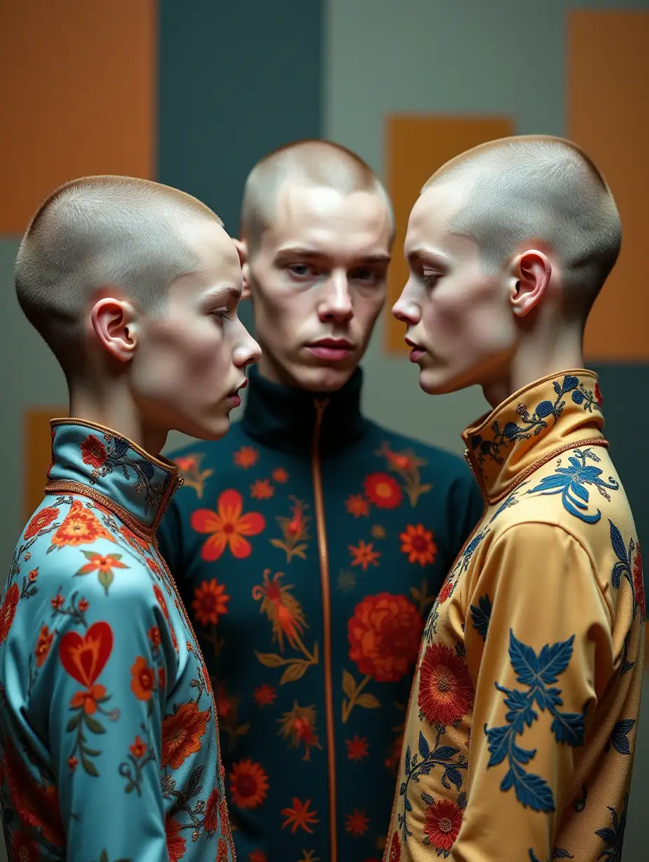 Three Androgynous Models in AvantGarde Catsuits