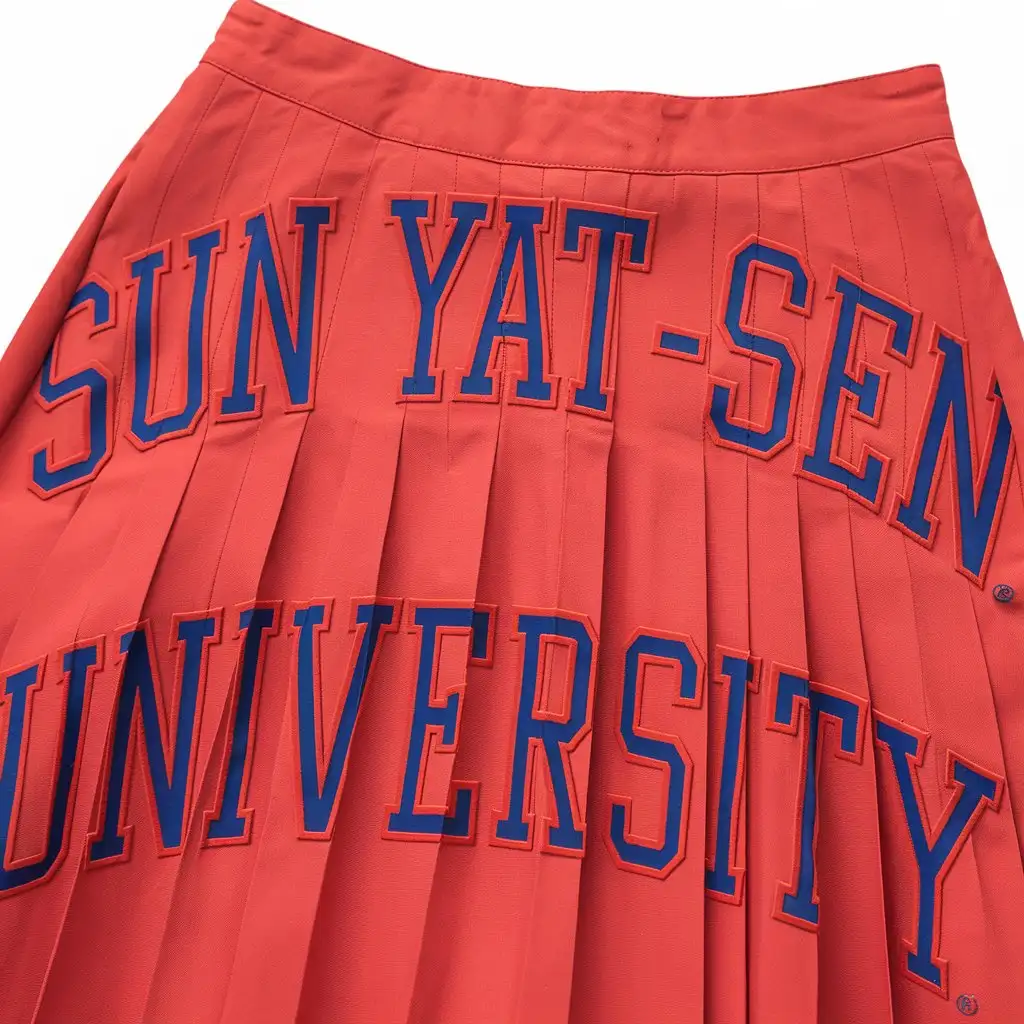  A pleated skirt with "Sun Yat-sen University" printed on it.