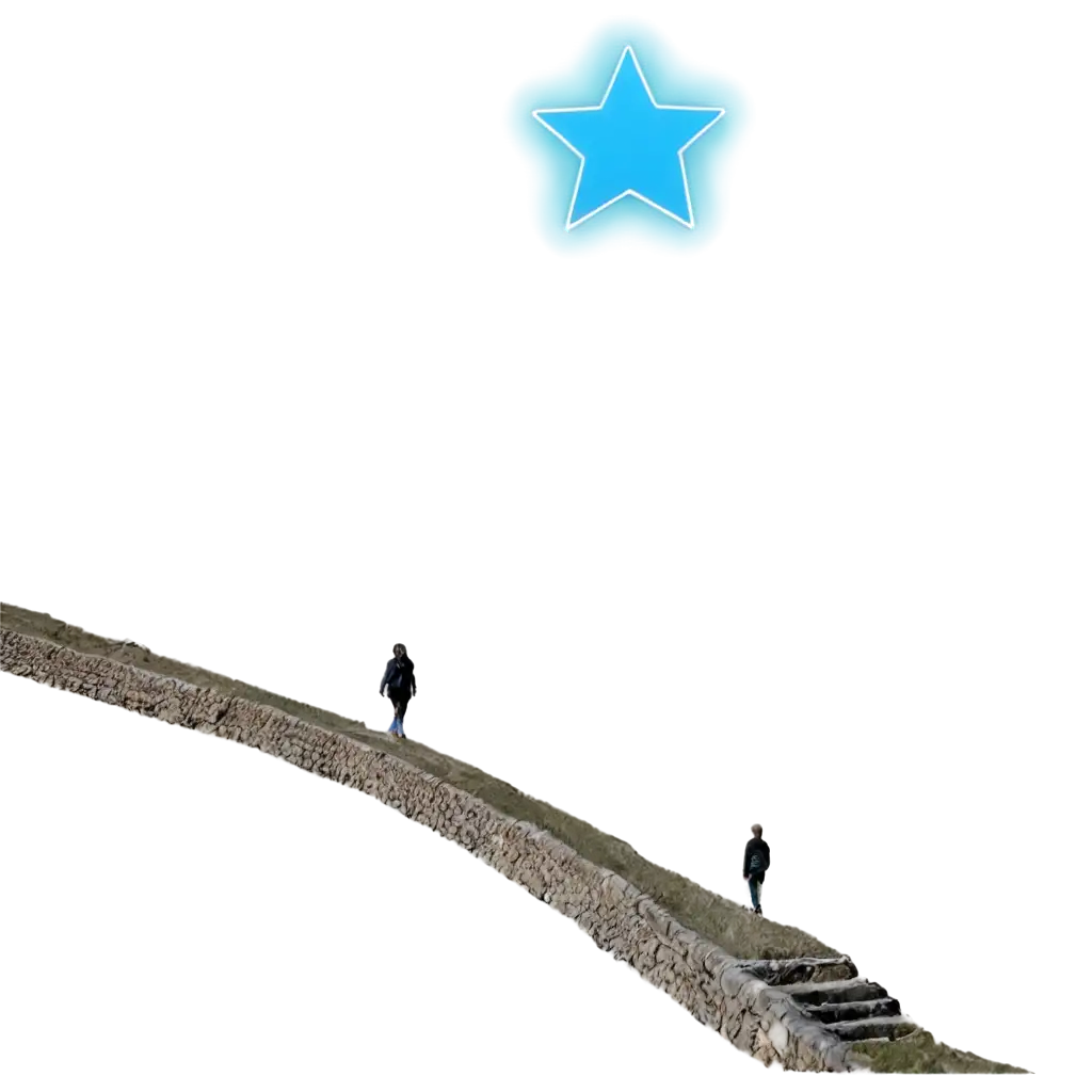 Person-Walking-on-a-Precipice-Path-with-a-Bright-Blue-Star-PNG-Image-for-Stunning-Visuals-and-Clarity