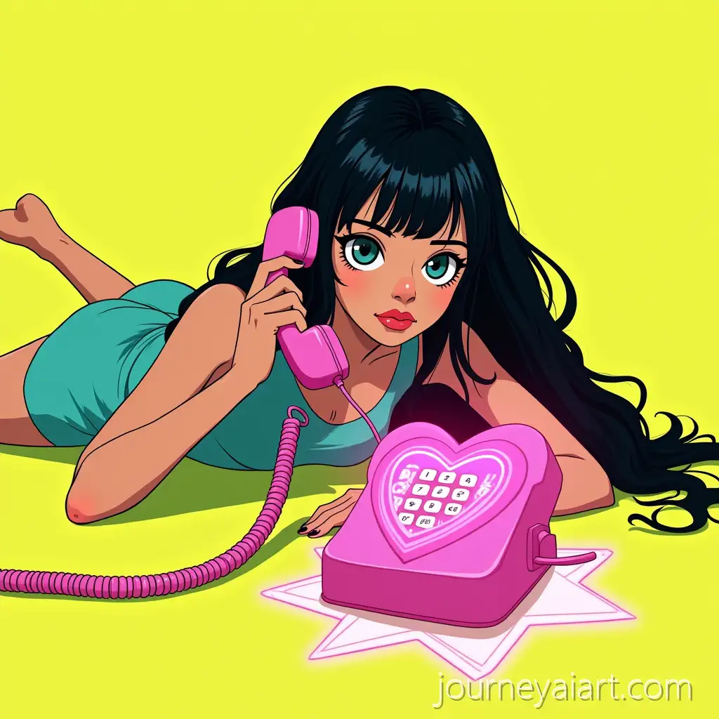 Funky-Cartoon-Girl-with-Retro-Phone-in-Neon-Acid-Anime-PunkAcid-anime-punk-girl-Style