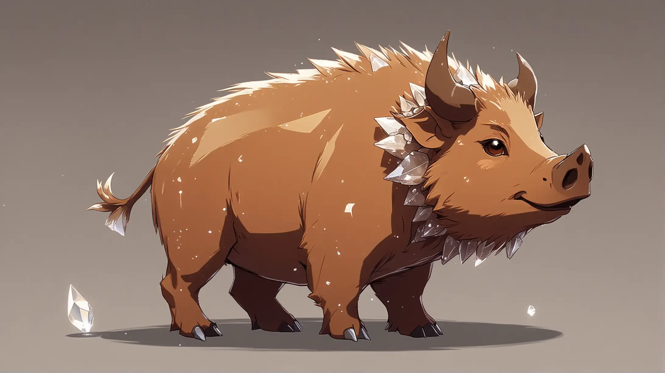 Anime Style Brown Boar with Crystal Spines and Horns