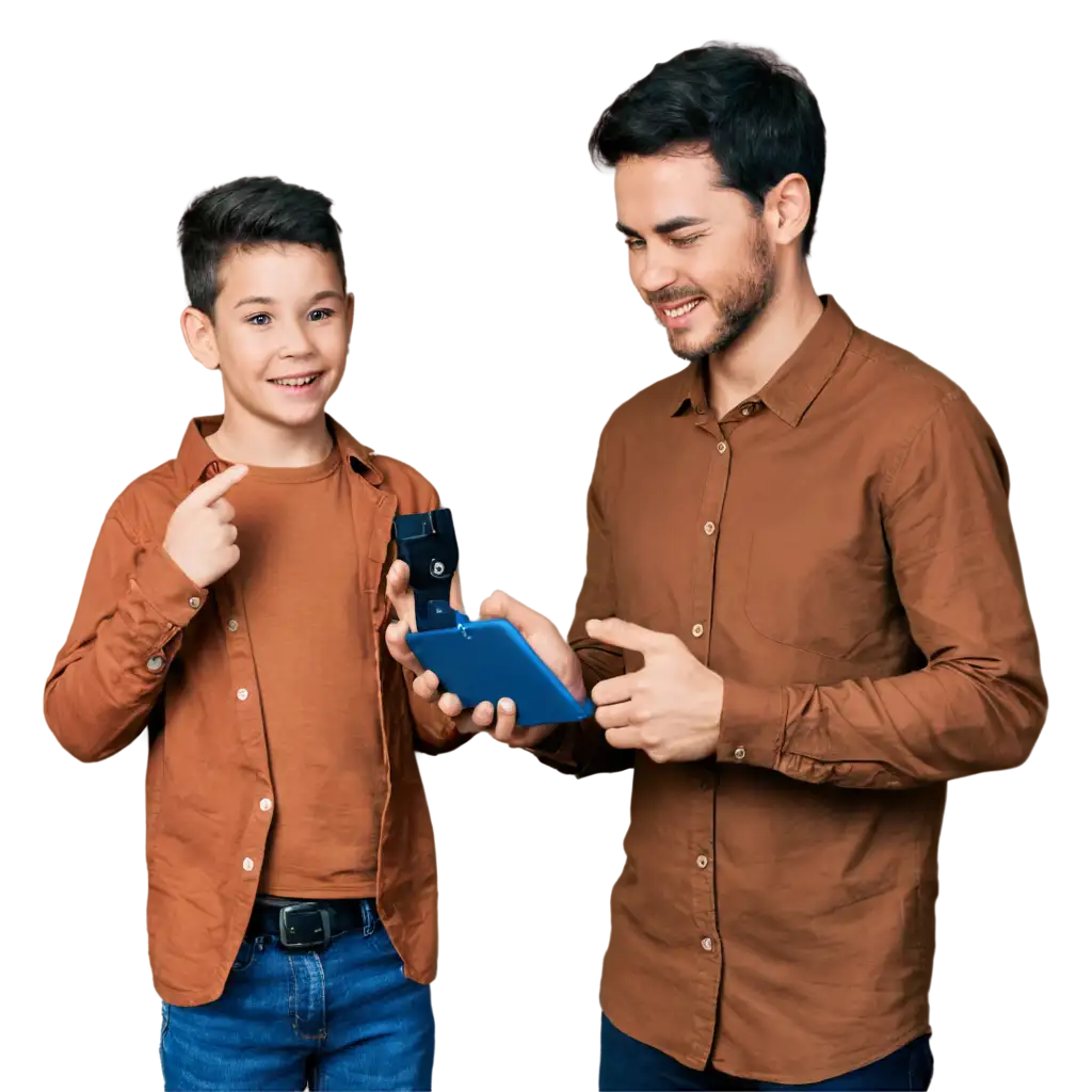 HighQuality-PNG-Image-of-Son-Giving-Phone-for-Fathers-Day