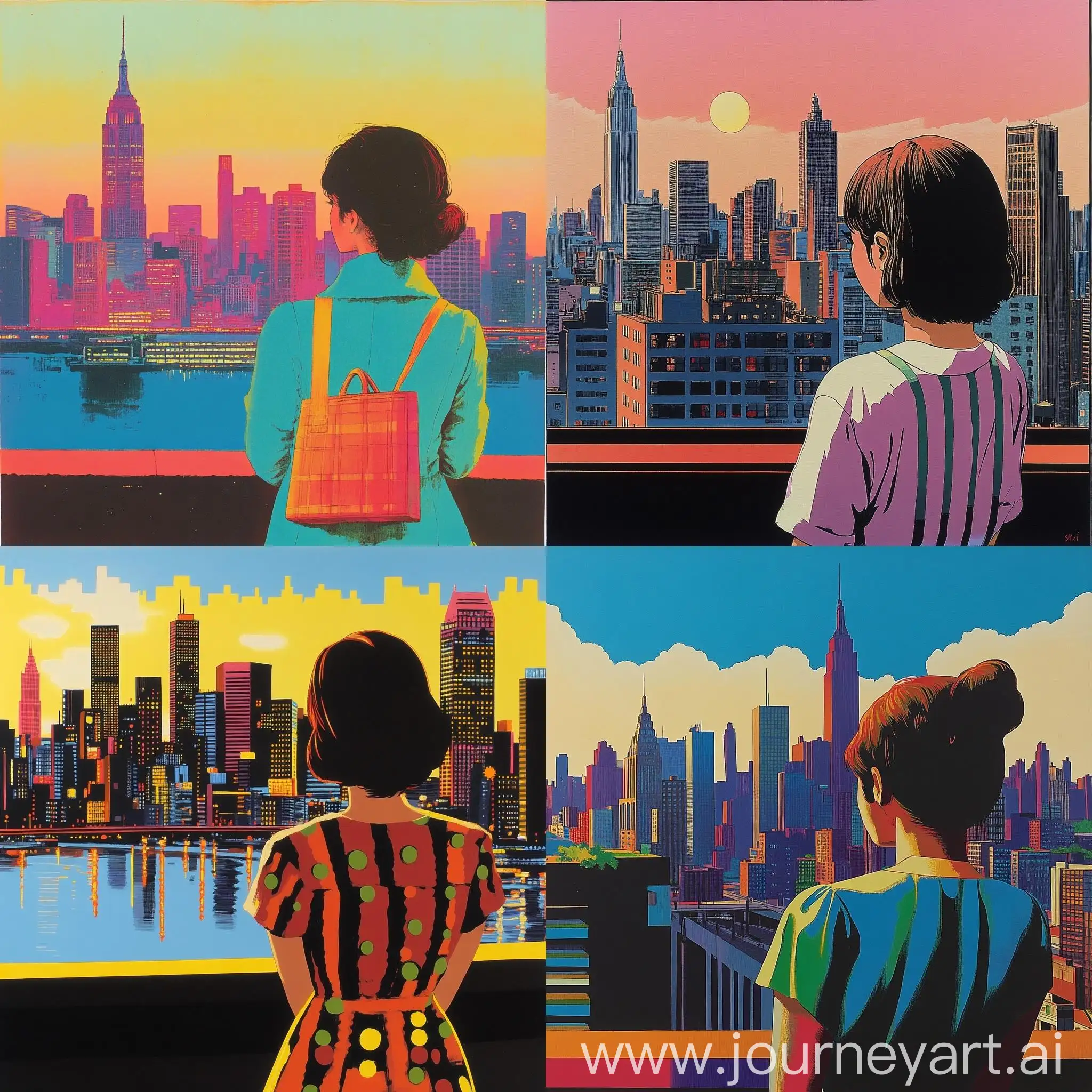 1980s-Vintage-Anime-Style-Young-Woman-Gazing-at-NYC-Skyline