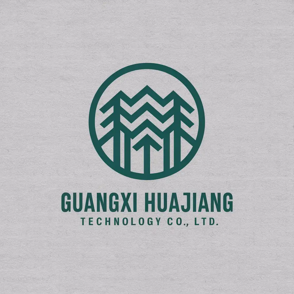 a vector logo design,with the text "Guangxi Huajiang Technology Co., Ltd.", main symbol:Wood, forest,Moderate,be used in Technology industry,clear background