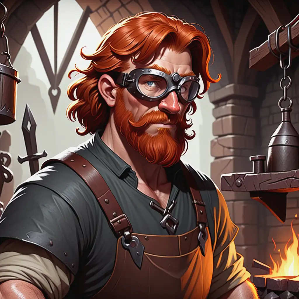 MiddleAged Human Blacksmith in Dungeons and Dragons Art Style