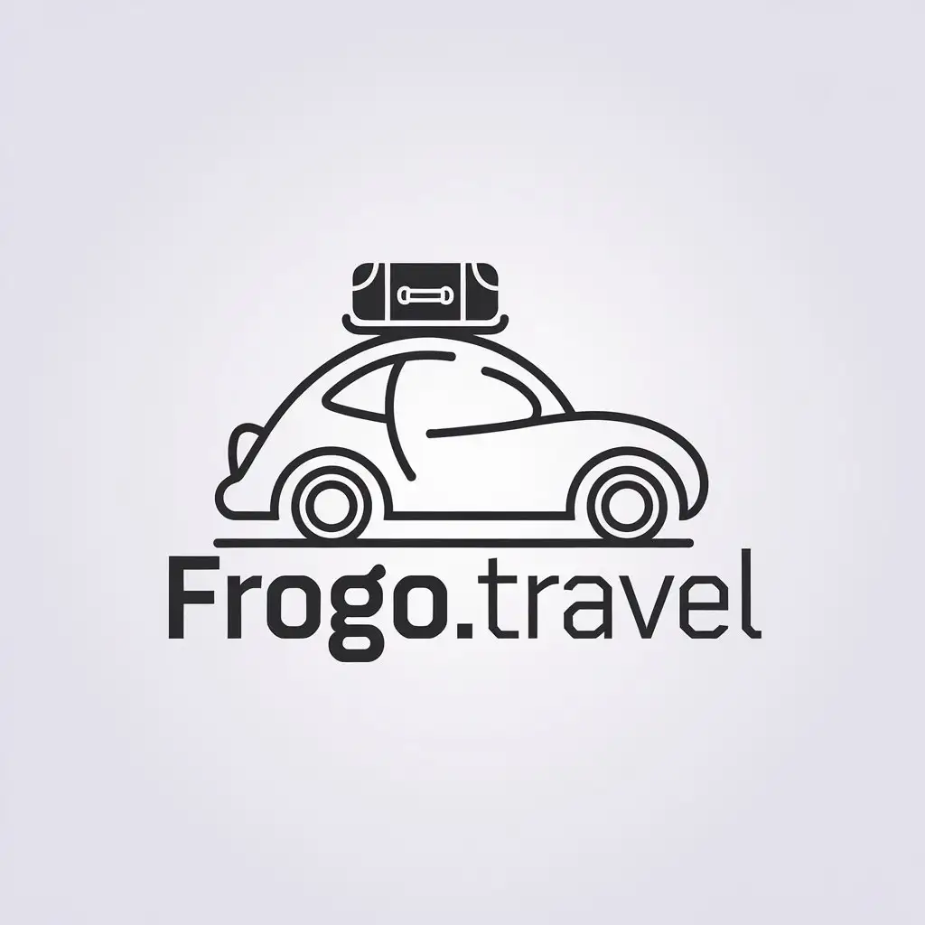 a vector logo design,with the text "frogo.travel", main symbol:travel, company, car,Minimalistic,be used in Travel industry,clear background