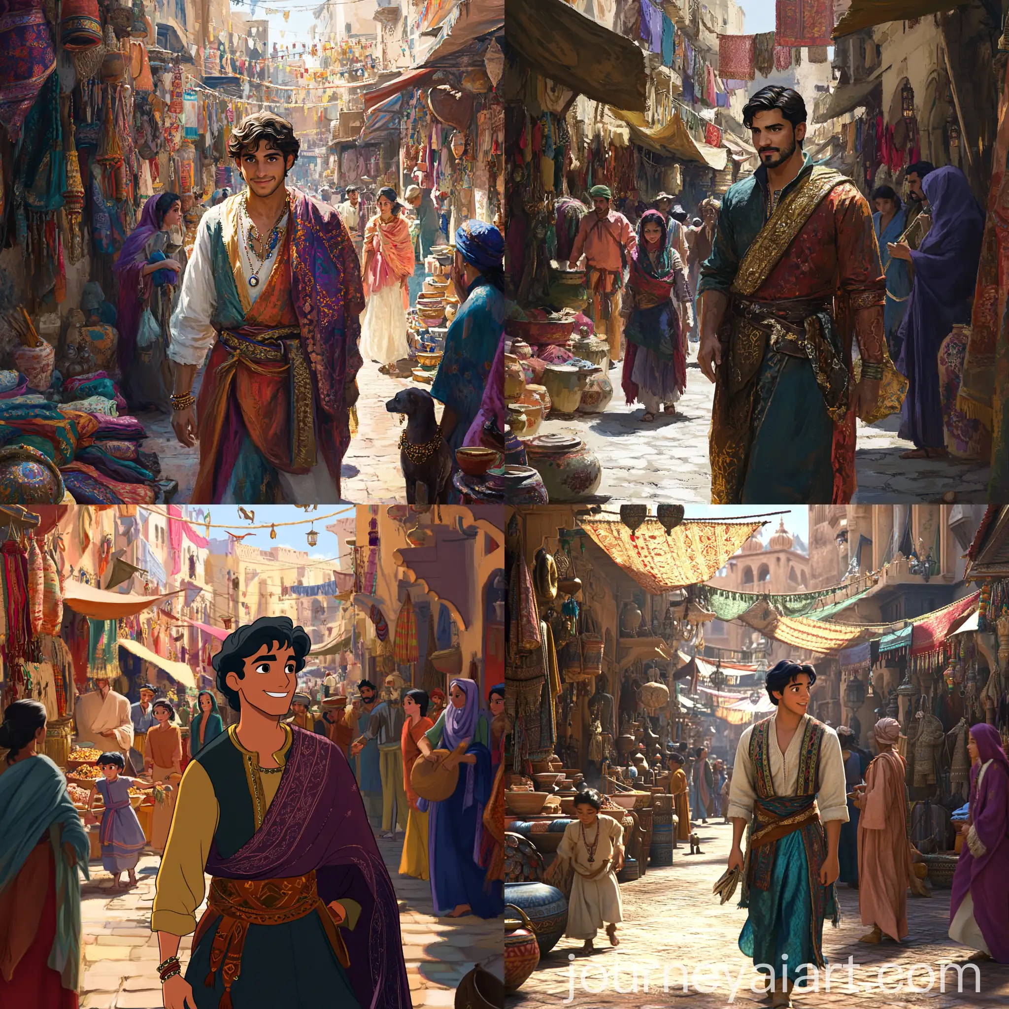 Prince-in-Colorful-Bazaar-Market-Scene-with-Snake-Charmer-and-Veiled-Women