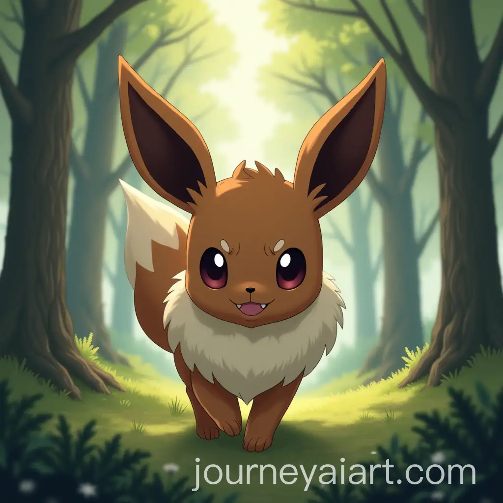Angry-Eevee-Walking-Through-a-Hyperrealistic-Forest