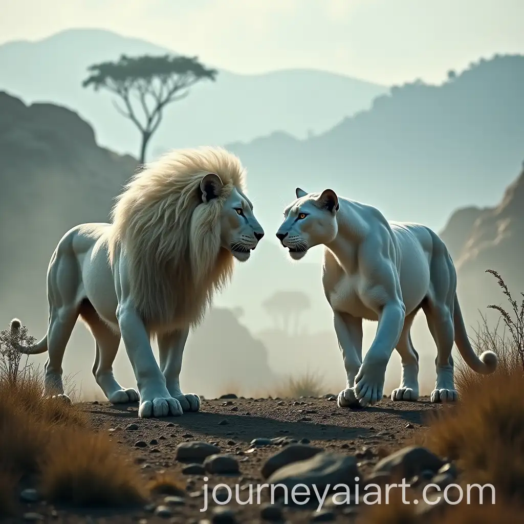 White-Lion-and-White-Panther-Preparing-for-Battle-in-Rugged-Terrain