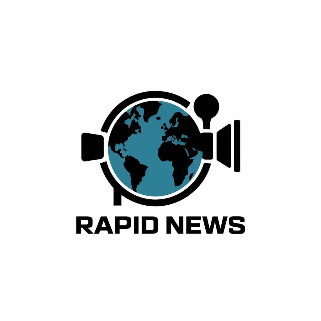 LOGO Design for RAPID NEWS World Map Camera and Mic Symbol for the Entertainment Industry