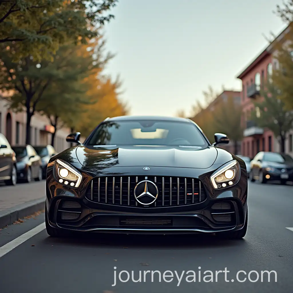 Sleek-Sports-Car-on-a-City-Street-at-Dusk