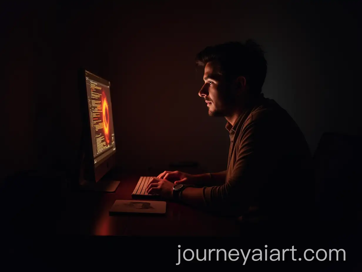 Man-Coding-in-Dark-Room-with-Fiery-Eyes