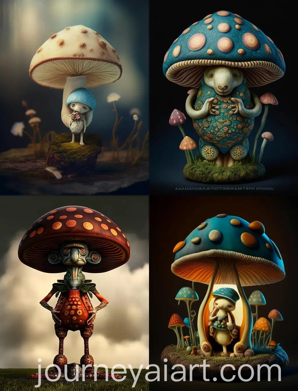 Whimsical-Mushroom-Figurine-in-a-Dreamy-Medieval-Farm-Setting