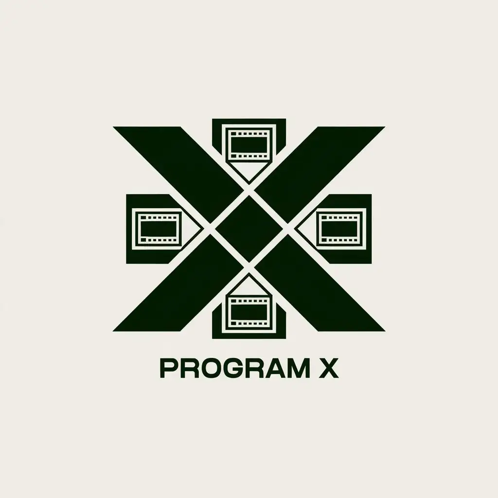 LOGO Design for Program X Vector with X Banner Symbol and Moderate Style on Clear Background