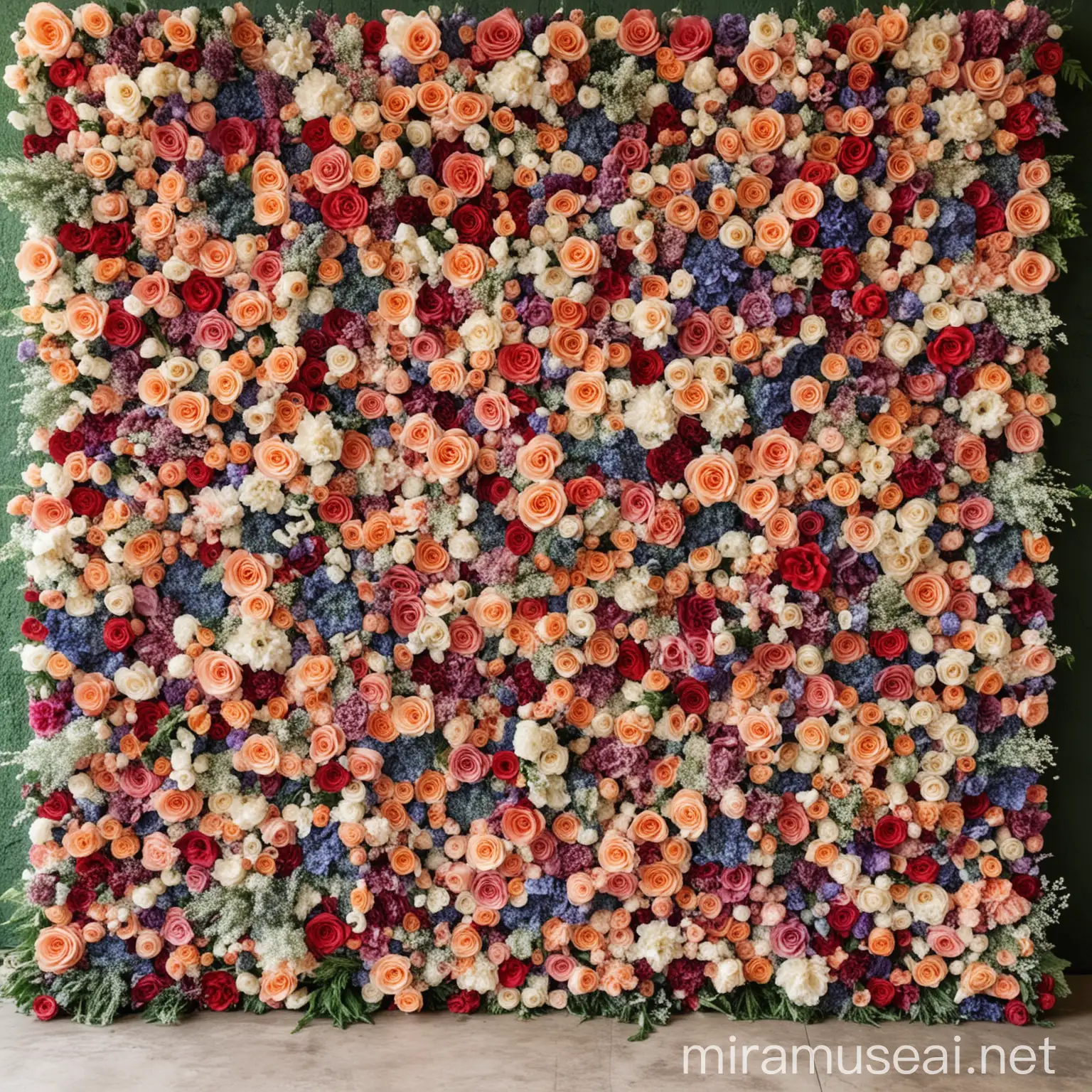 Colorful Flower Wall Wedding Photo Backdrop