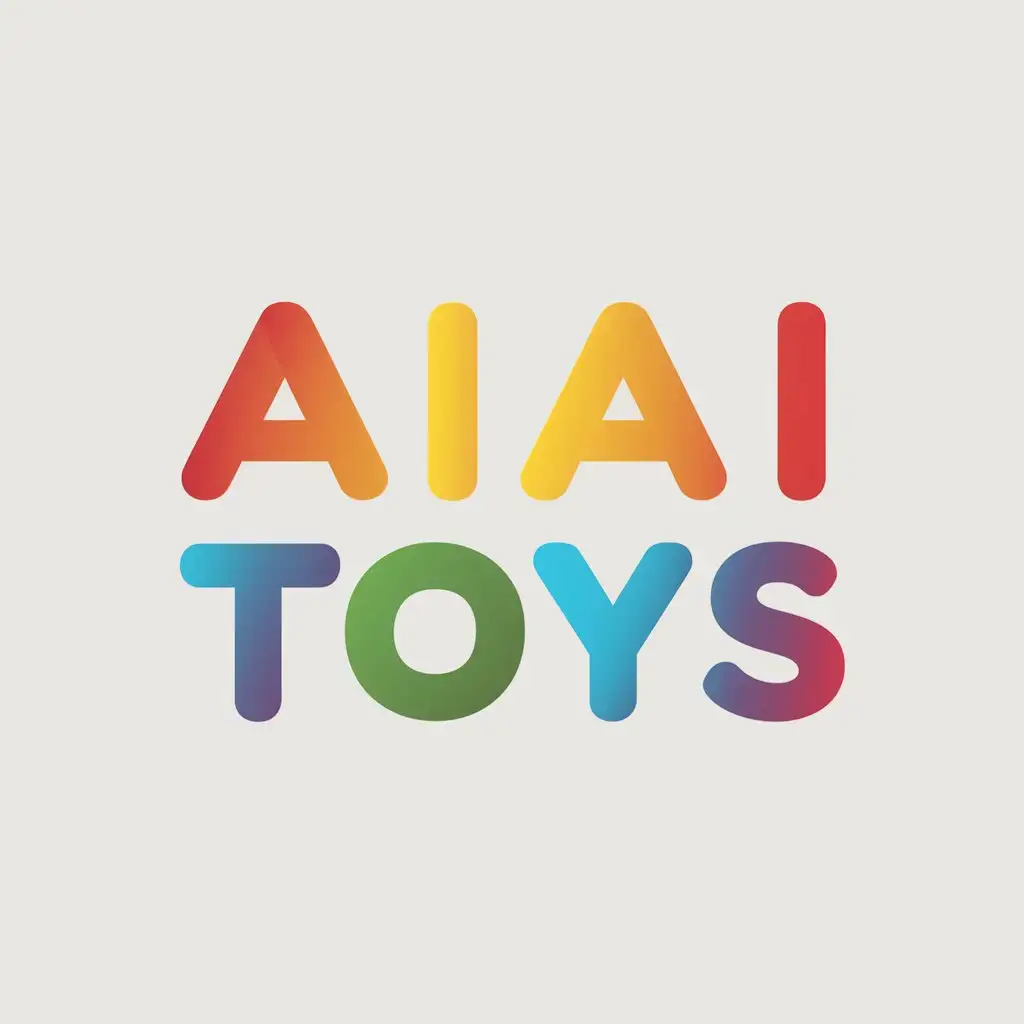 a vector logo design,with the text "aiai  TOYS", main symbol:Pure text, background is pure white. The color of the text adopts a vertical seven-color rainbow gradient,complex,clear background