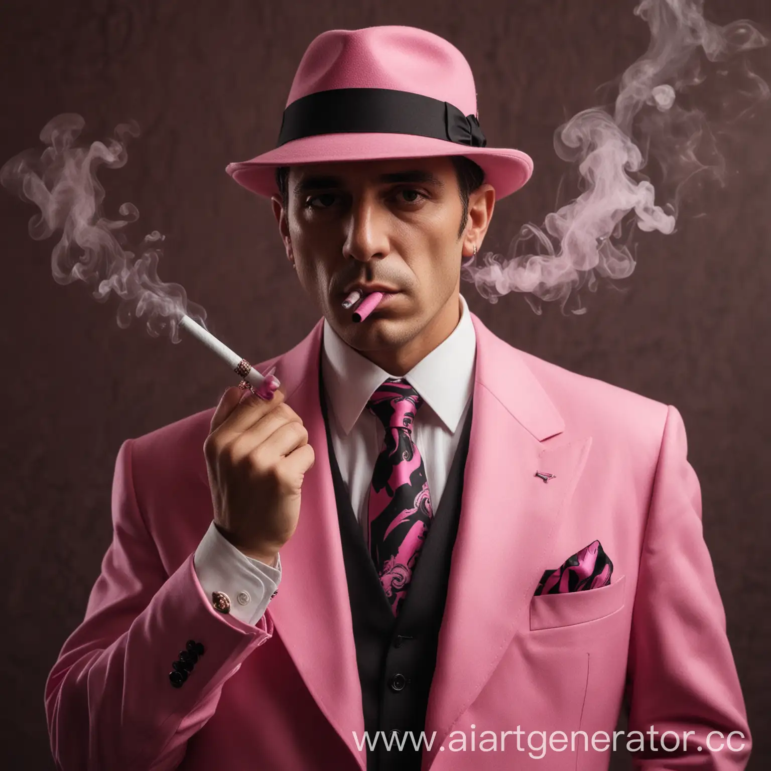 Mafioso-with-a-Pink-Smoking-Gun-in-Dark-Alley