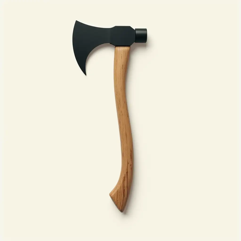 Geological axe in modern minimalist style with leaves