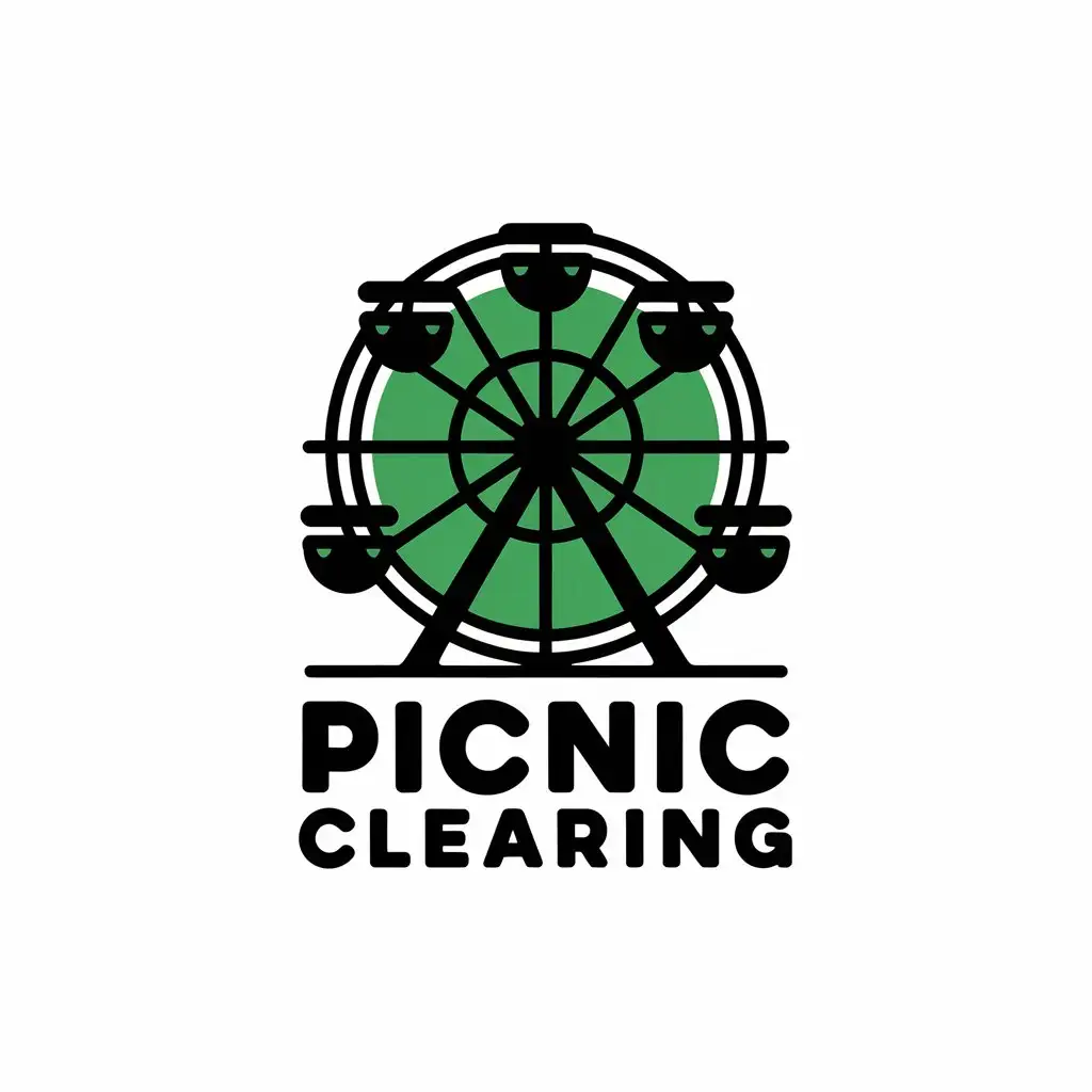 LOGO Design for Picnic Clearing Ferris Wheel Theme for Entertainment Industry with Clear Background