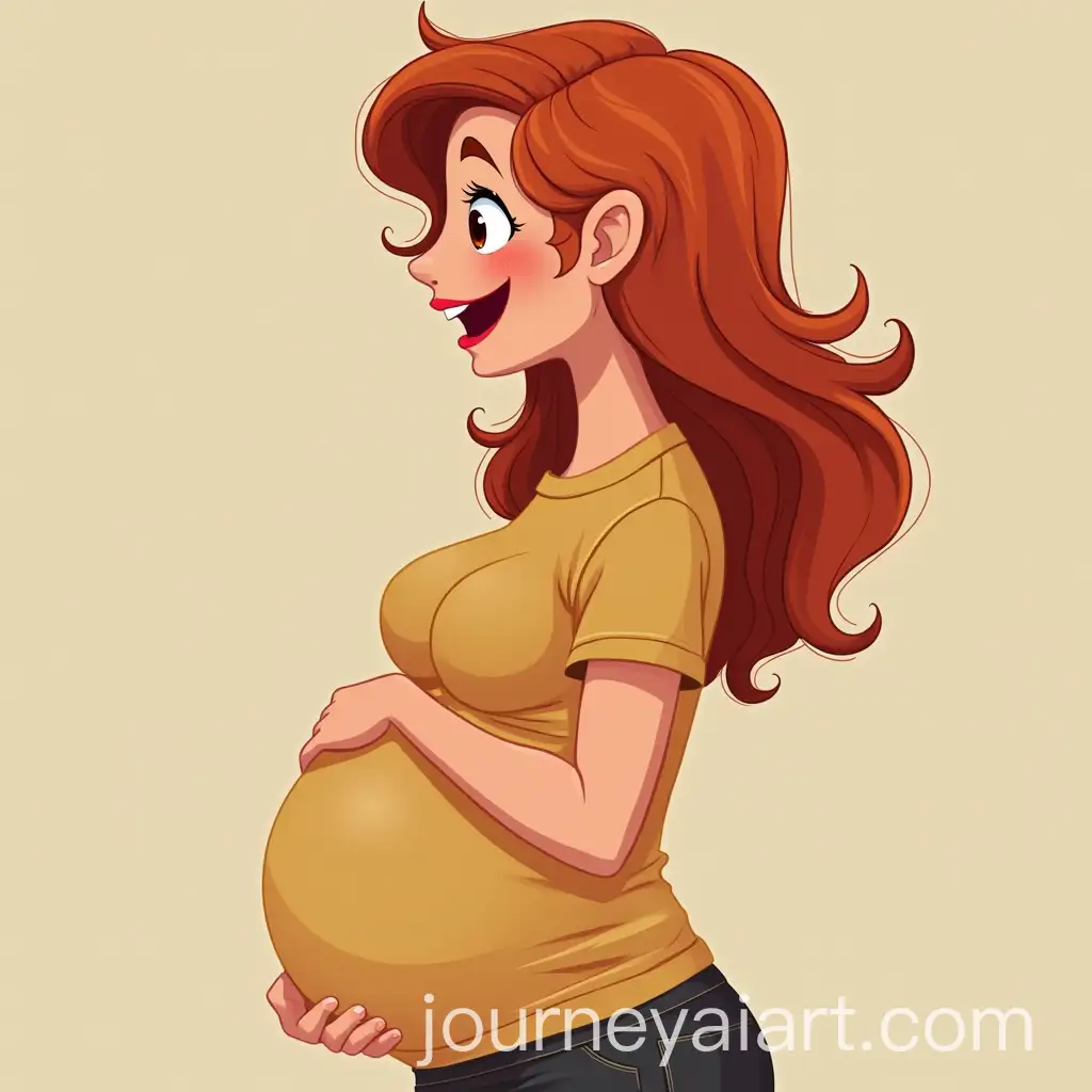 Smiling-Pregnant-Woman-with-Red-Hair-in-Artistic-Style