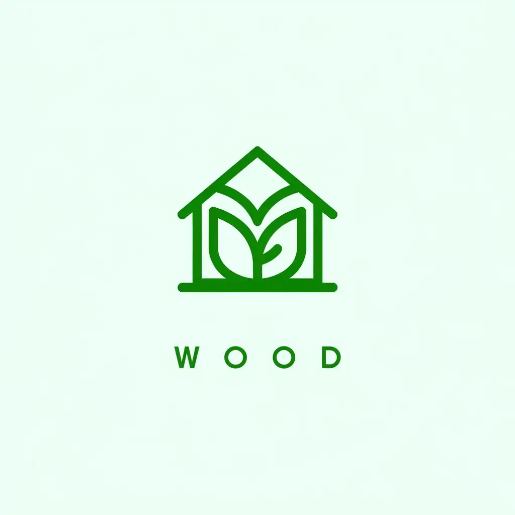 LOGO Design For Wood Eco House Symbol in Minimalistic Style for Home Family Industry