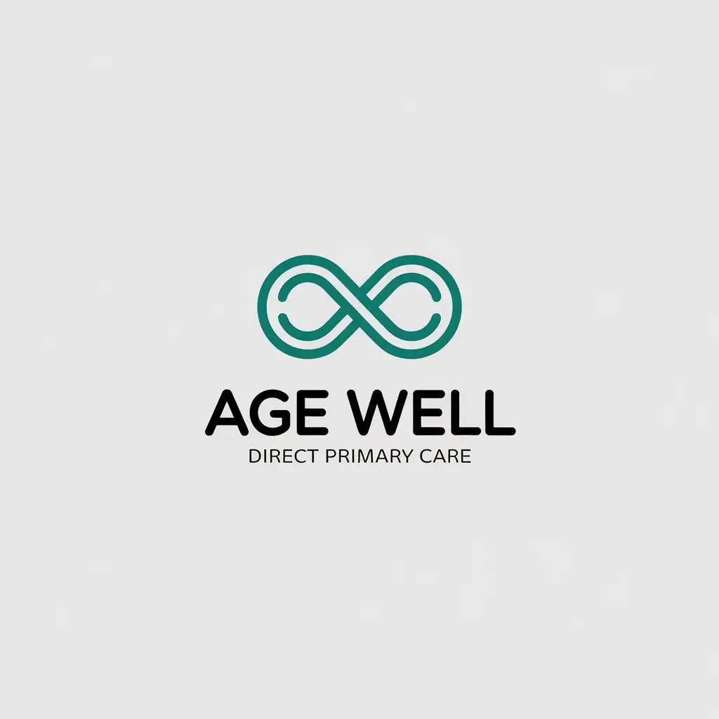 LOGO Design for Age Well Direct Primary Care Minimalistic Infinity Loop Symbolizing Connection Health and Wellness