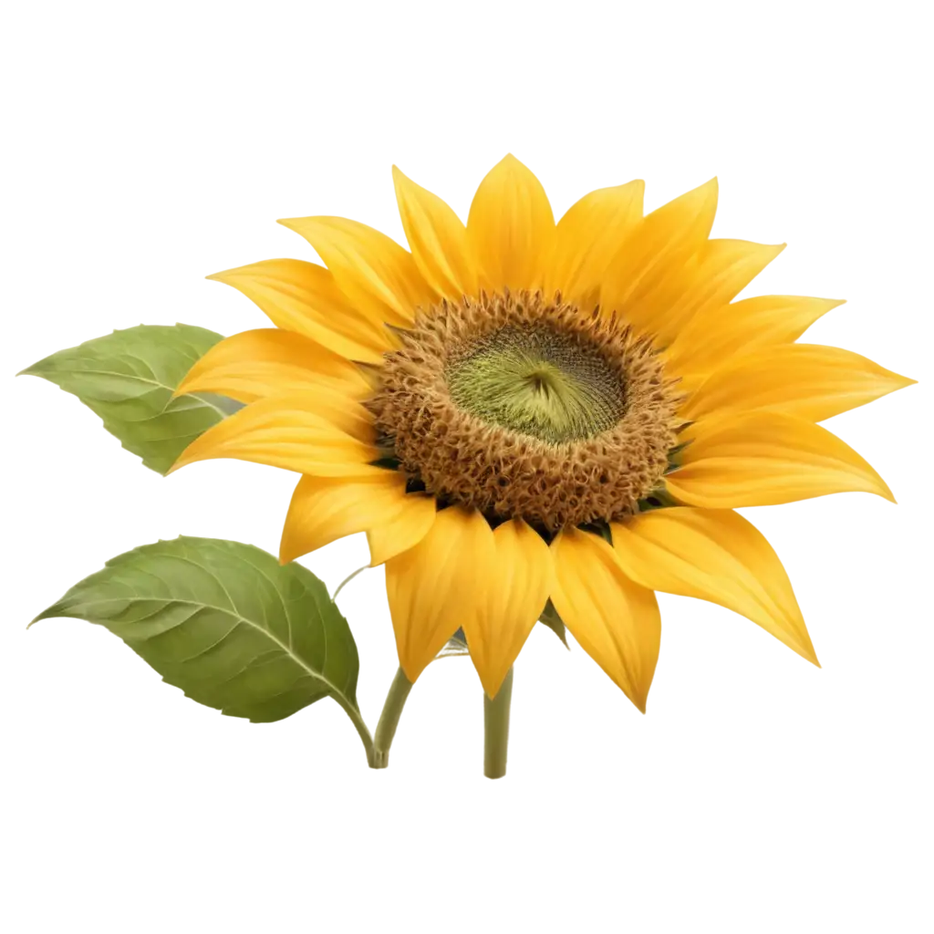 PNG-Image-OptimizationHighQuality-PNG-of-a-Sunflower-with-Yellow-Petals-Isolated-on-White-Background-for-Versatile-Use