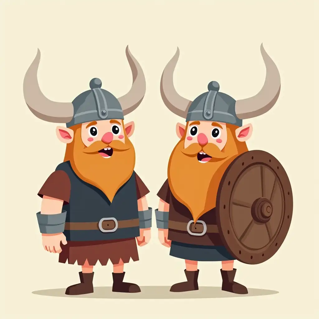 Funny-Cartoon-Style-Illustration-of-Two-Friendly-Vikings