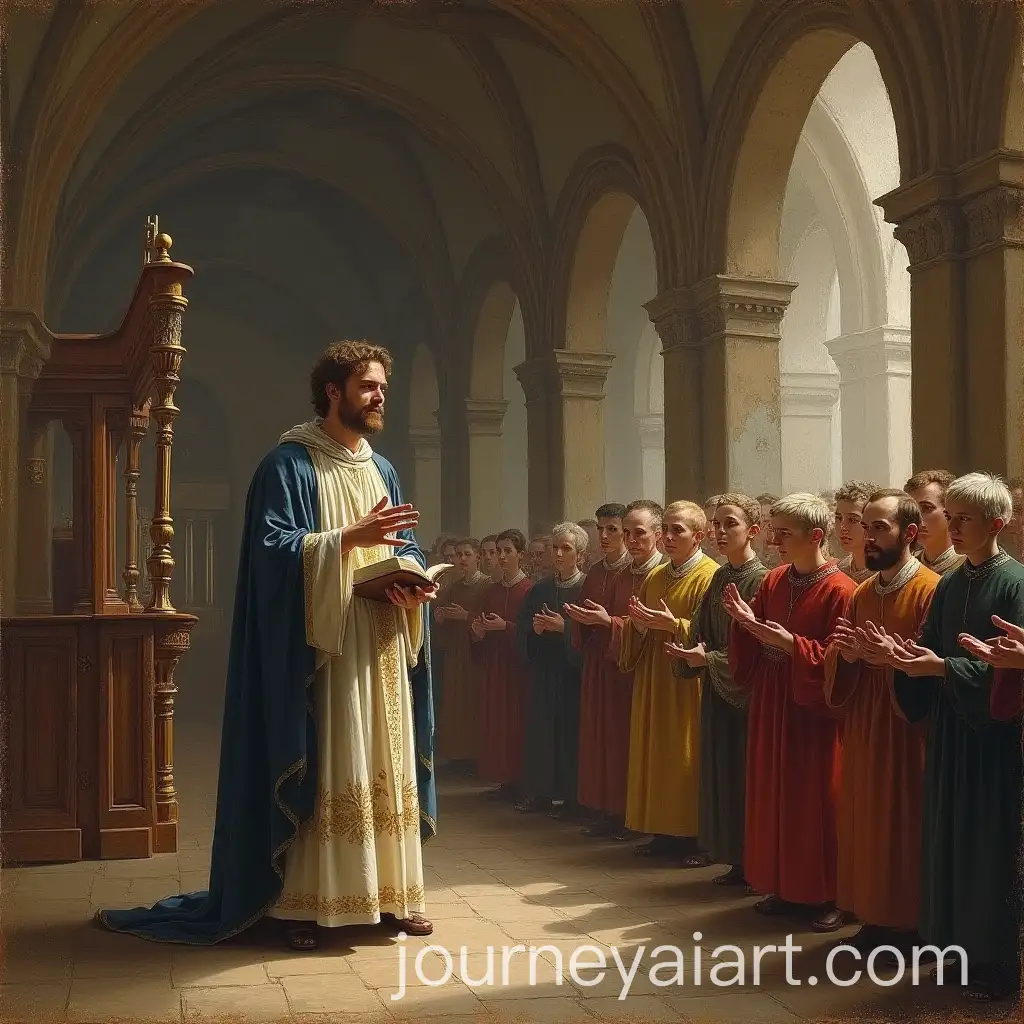 Curate-Leading-Religious-Service-in-1800s-Nave-with-Parishioners