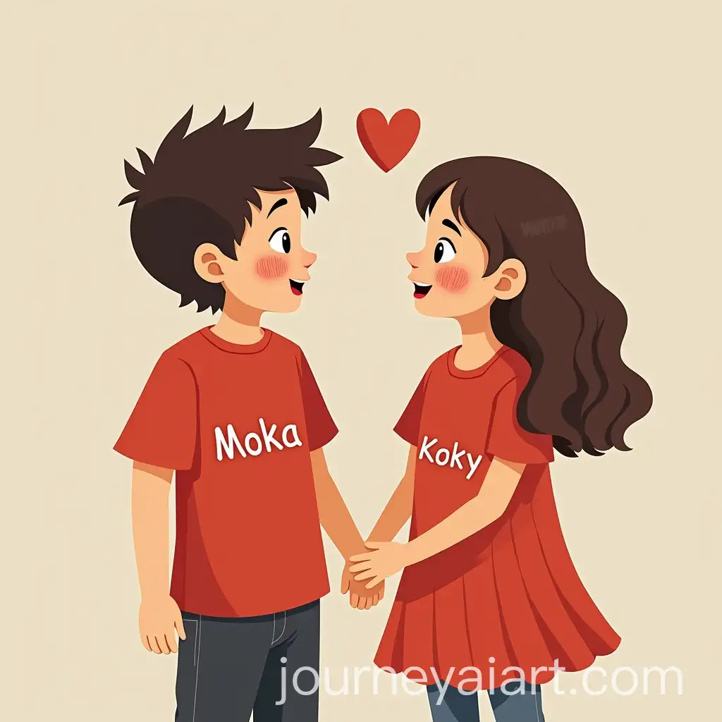 Boy-and-Girl-in-Red-TShirts-with-Heart-Between-Them