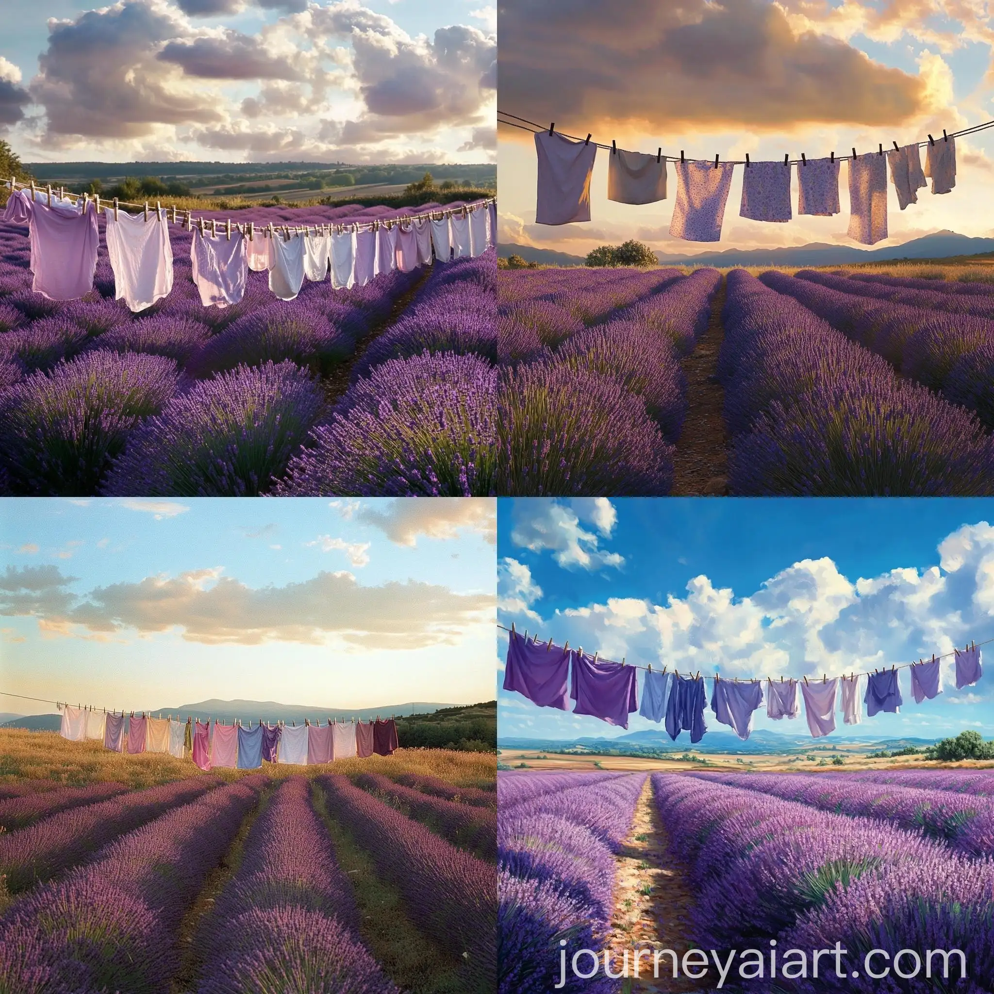 Lavender-Field-with-Laundry-Hanging-on-Clothesline