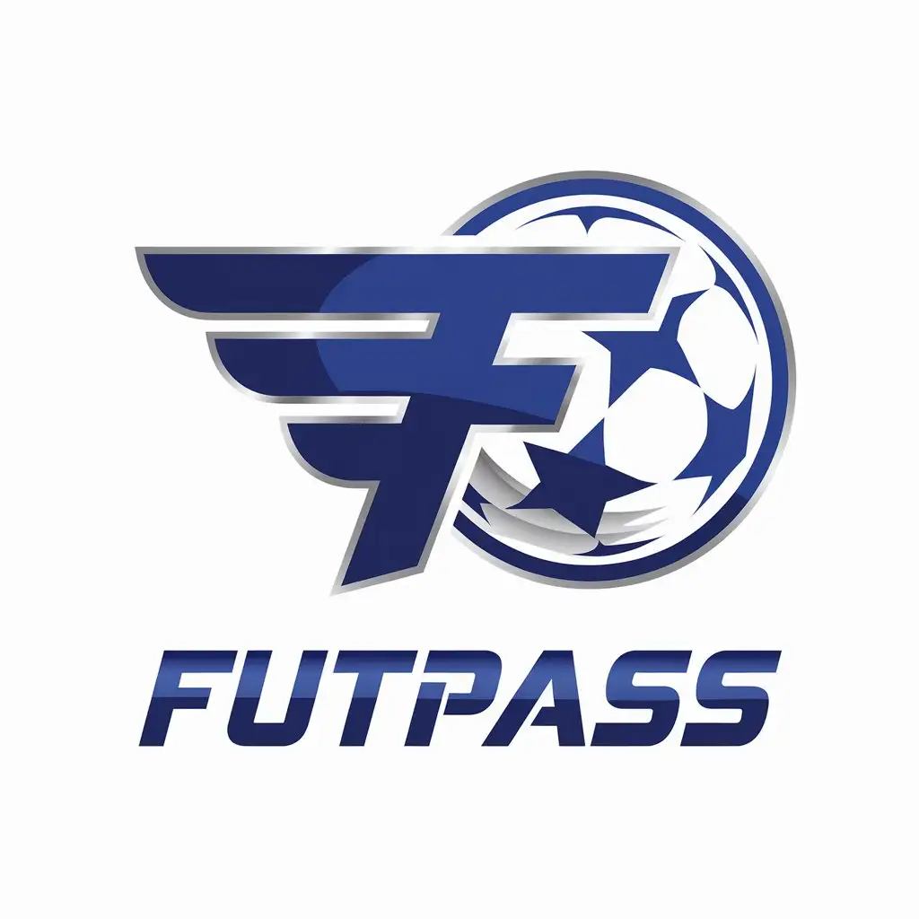 LOGO Design for FUTPASS Royal Blue Silver with Soccer Theme