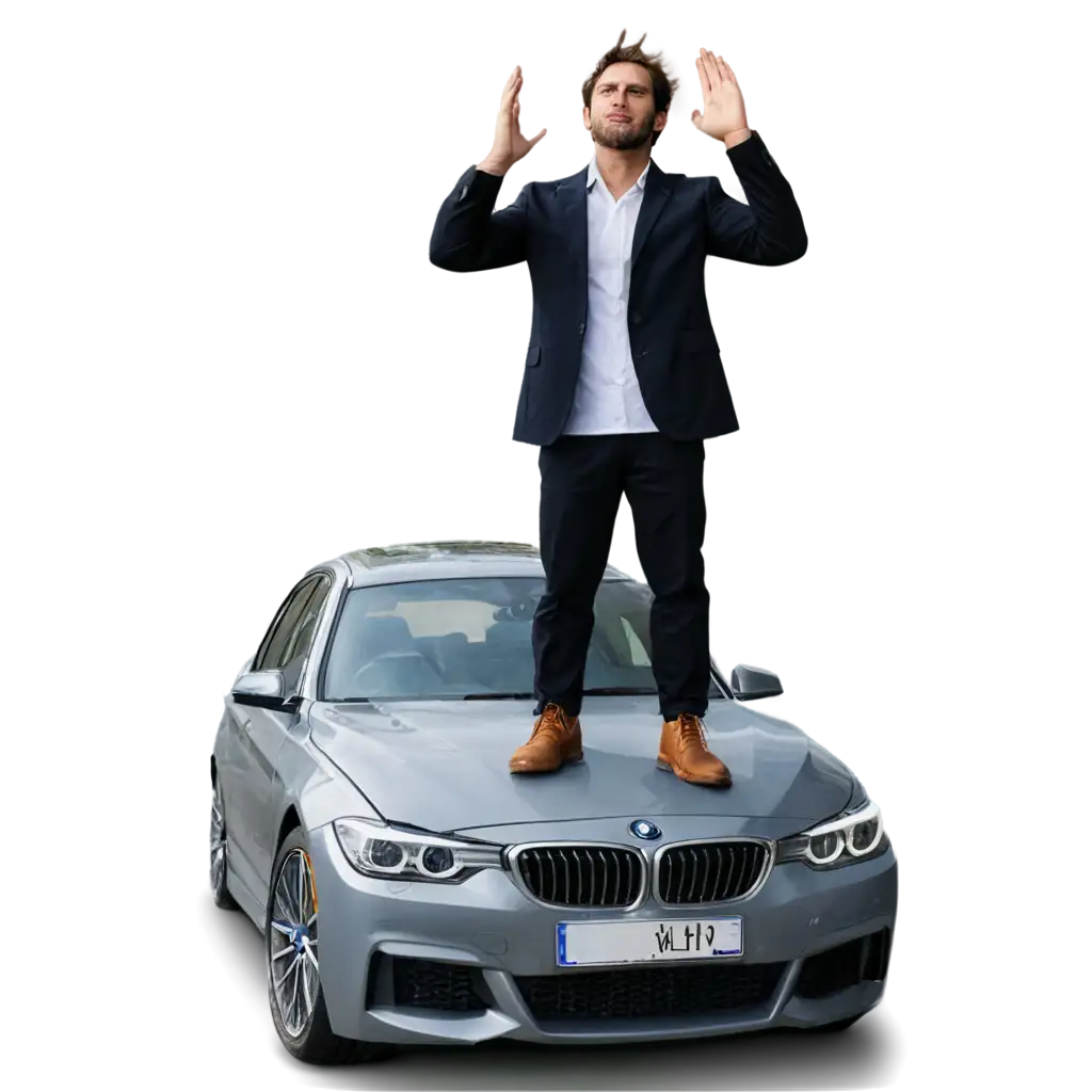 BMW-Car-PNG-Image-with-a-Man-Praying-on-Roof-HighQuality-Image-for-Creative-Projects