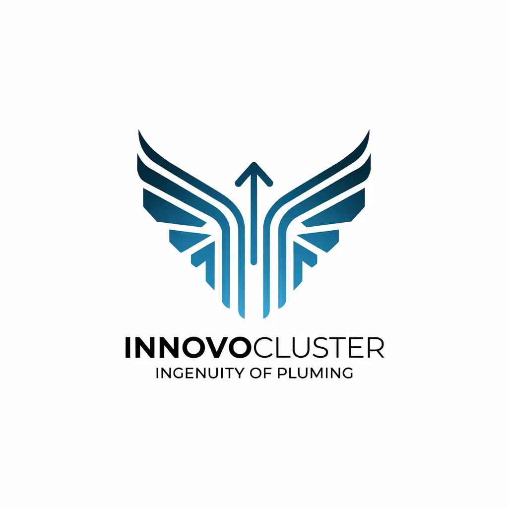 a vector logo design,with the text "InnovoCluster Ingenuity of pluming", main symbol:wings arrow,Moderate,be used in Technology industry,clear background