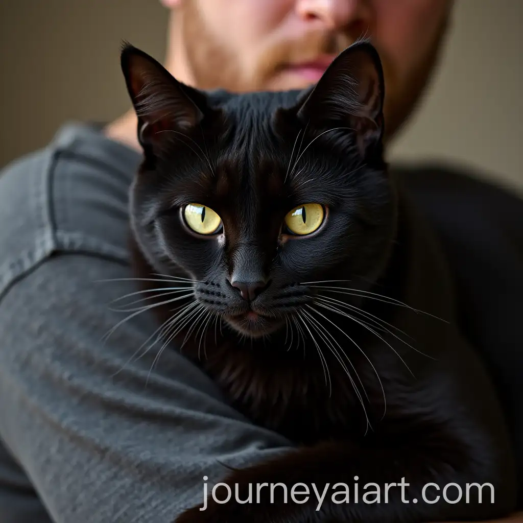 Black-Cat-and-Man-Standing-Together-in-a-Mysterious-Setting