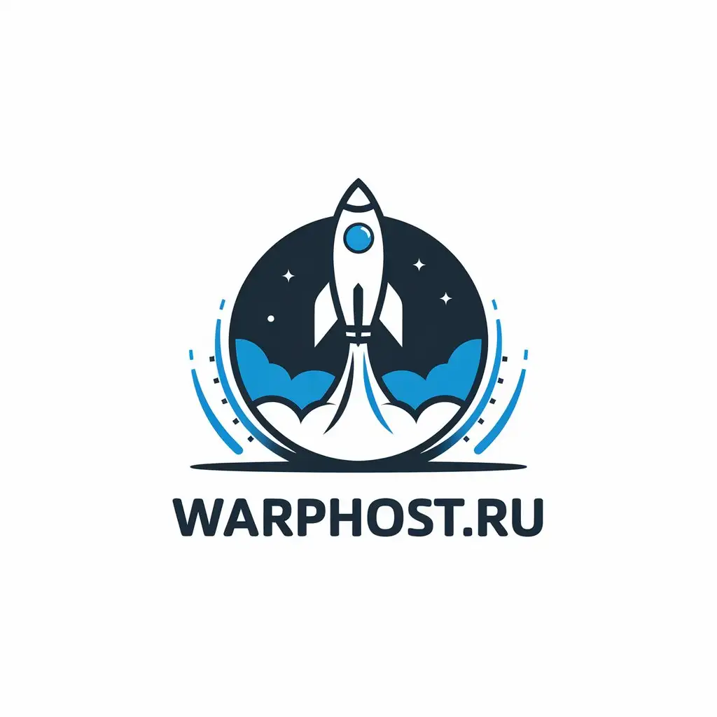 LOGO Design for WARPHOSTRU Minimalistic Rocket Symbol for Internet Industry