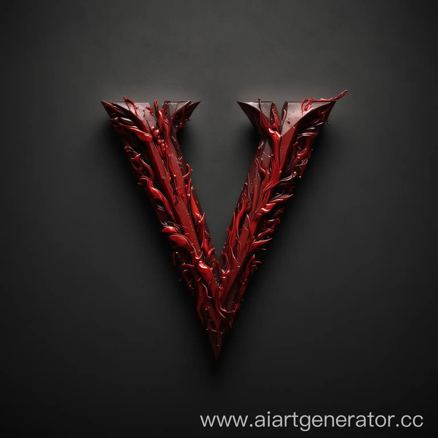 Stylish-Letter-V-in-Dark-and-Red-Tones-on-Dark-Background