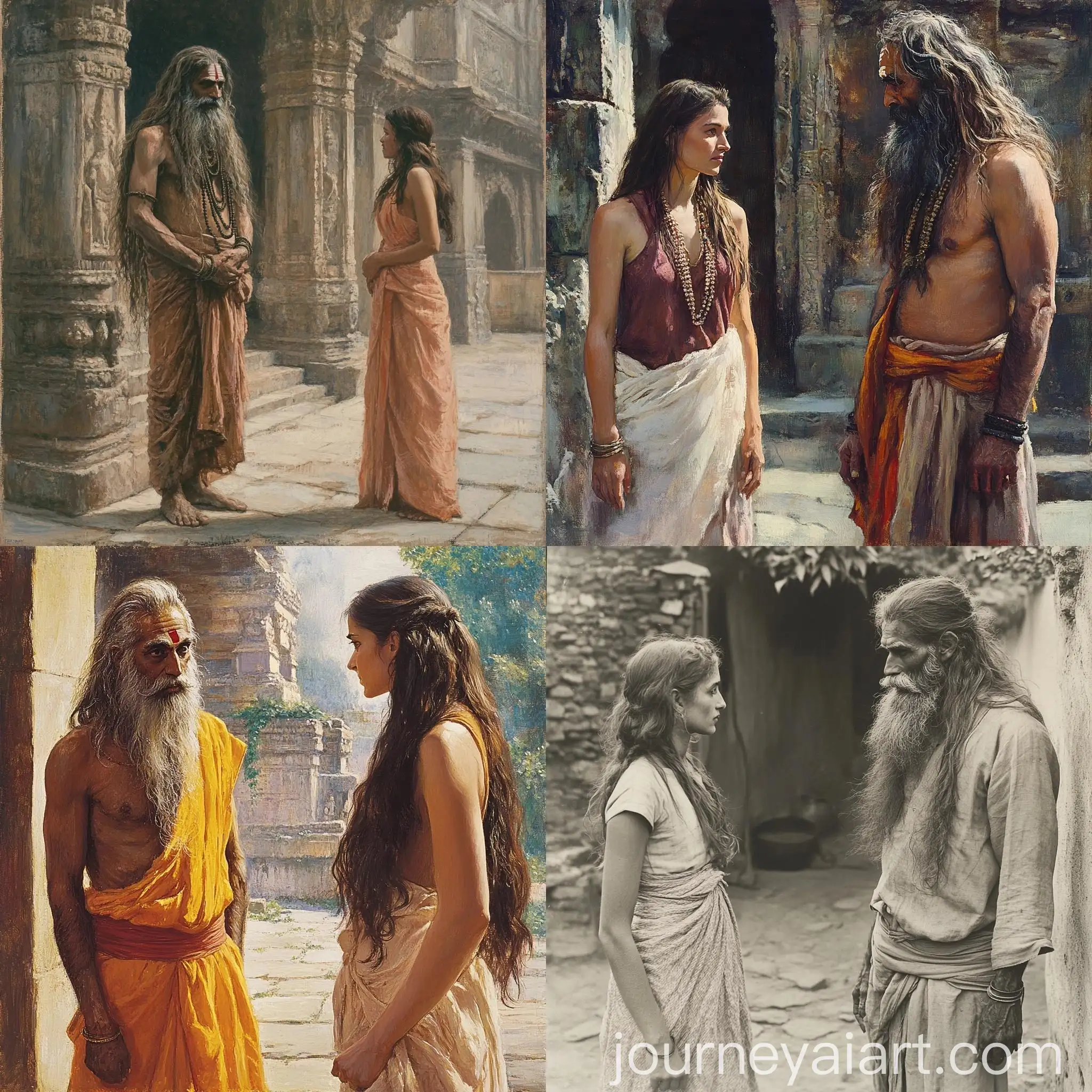Sadhu-Teaching-Woman-Serene-Encounter-with-a-Spiritual-Teacher