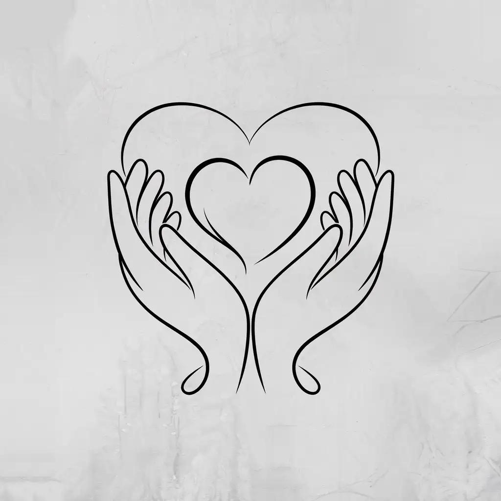 A minimalist heart-shaped design with two hands gently cradling the heart from below. The hands can be stylized in soft, flowing lines to evoke care and warmth, while the heart represents compassion. This would create a subtle, touching backdrop that enhances the caregiver theme without overpowering the saying. The simplicity makes it versatile for any caregiver-related message, ensuring the text remains the focal point.