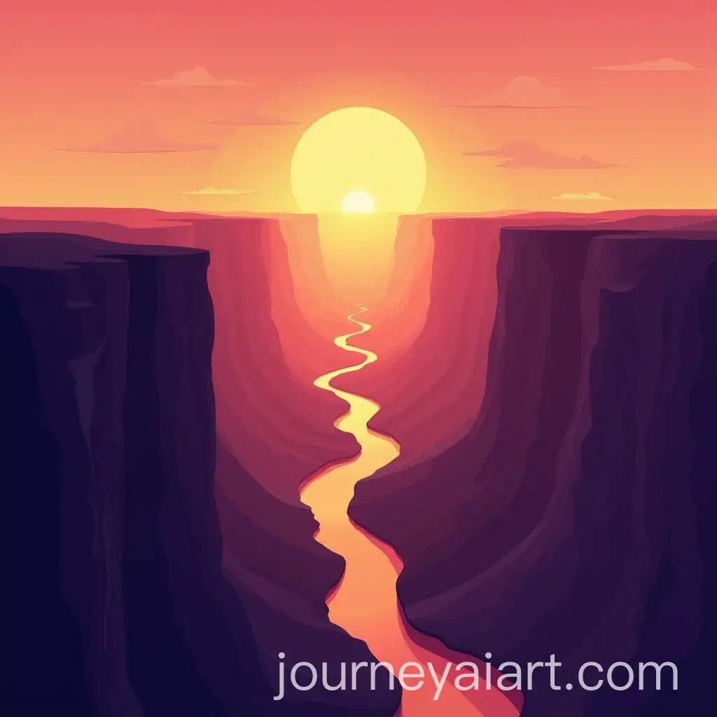 BirdsEye-View-of-a-Canyon-Landscape-at-Sunrise-or-Sunset-with-Winding-River