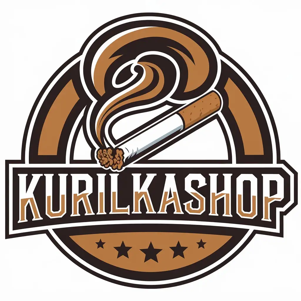 LOGO Design for KurilkaShop Tobacco Theme with Steam and Modern Appeal