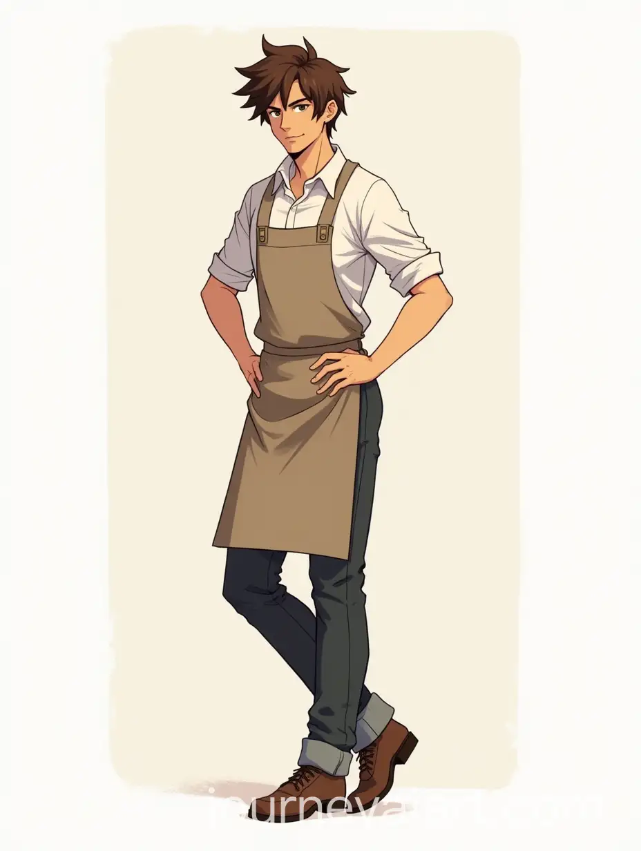 Unique-Character-Design-of-a-Slouching-Man-with-Shaggy-Hair-in-an-Apron