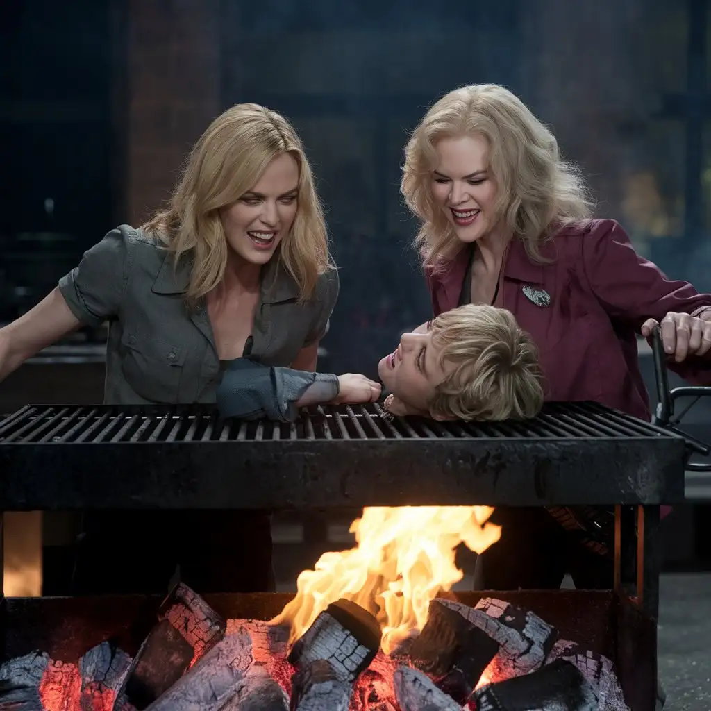 Angry-Charlize-Theron-and-Nicole-Kidman-Grilling-a-Boy-on-a-Hot-Grill