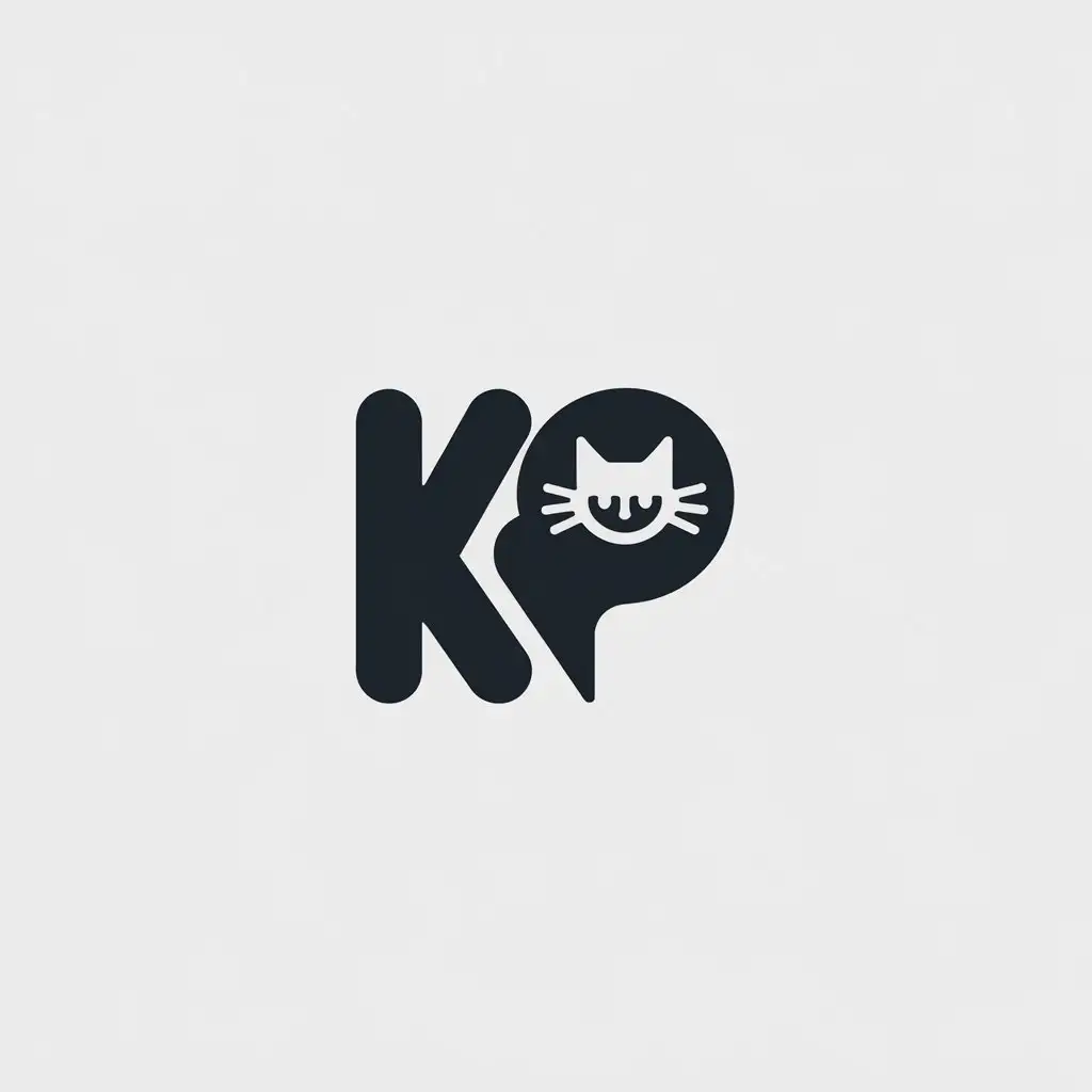 LOGO Design for KP Minimalistic Cat Symbol for Technology Industry with Clear Background