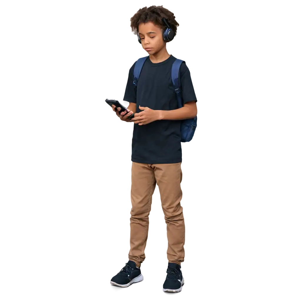 HighQuality-PNG-Image-of-a-Black-Boy-Watching-Videos-on-Phone