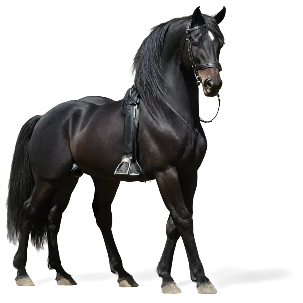 Black-War-Horse-PNG-Powerful-Steed-Facing-Aside-for-Clear-HighQuality-Visuals