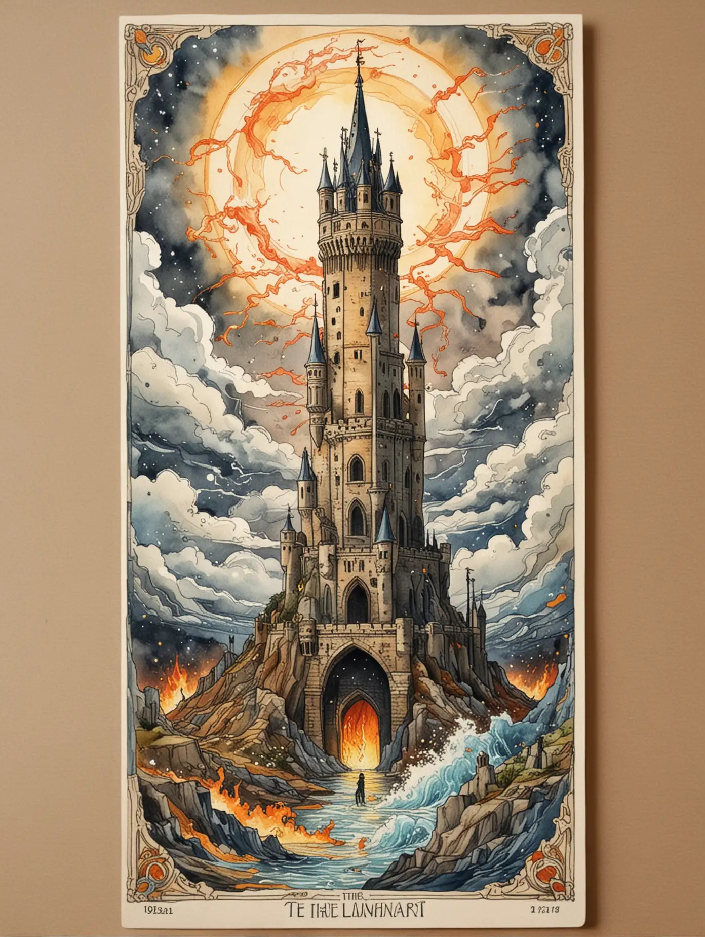 Futuristic-Tarot-Map-with-Apocalyptic-Storm-and-Tower-Explosion