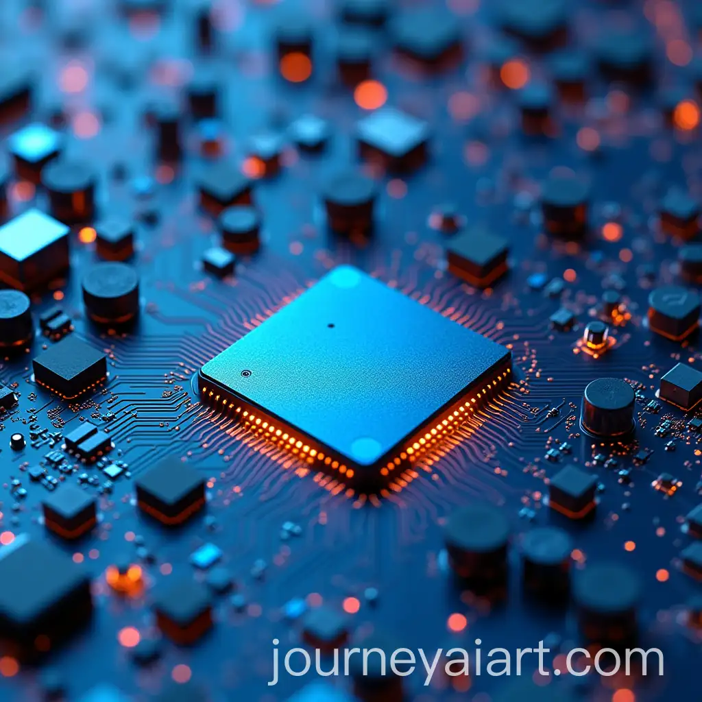 Closeup-of-a-Blue-Motherboard-with-Orange-Nuts-and-Missing-Processor