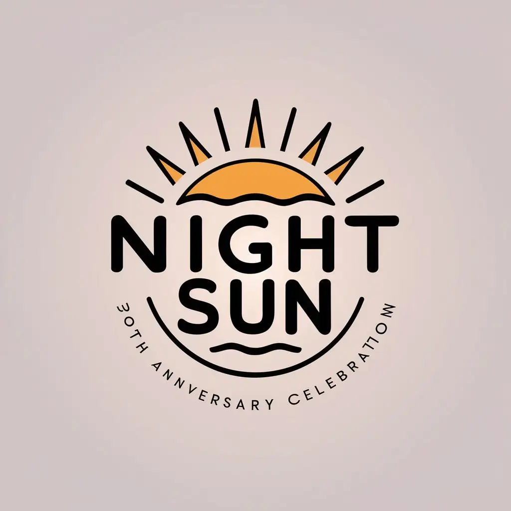 a vector logo design,with the text "night sun", main symbol:30th anniversary celebration,Moderate,be used in stage spotlight industry,clear background